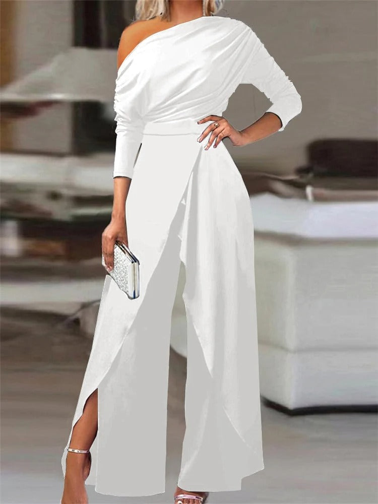 One-Shoulder Ruched Jumpsuit