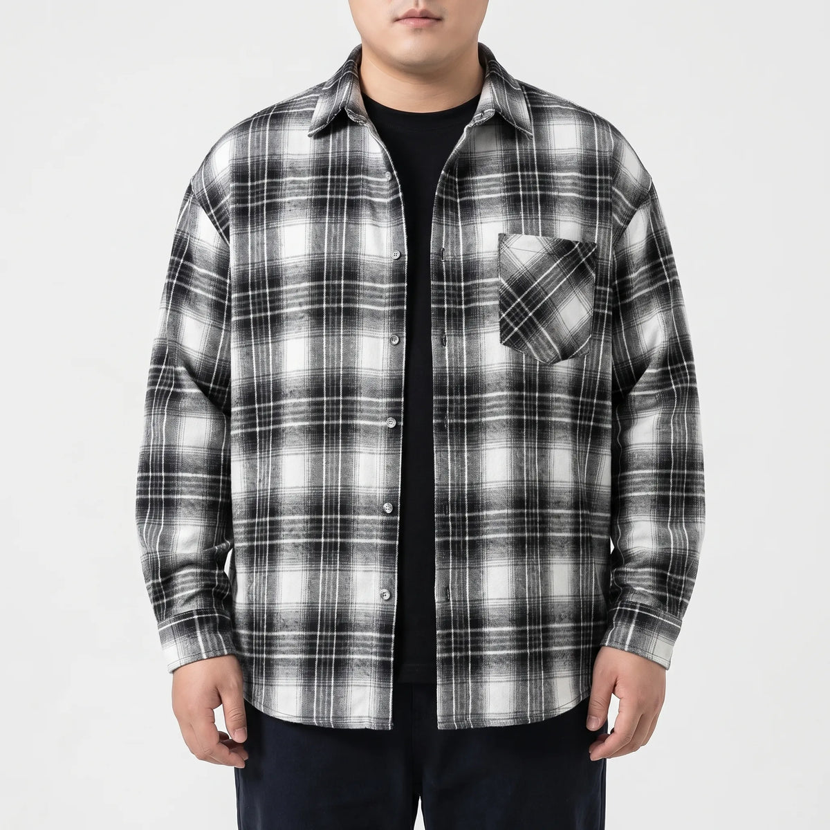 Oversized Plaid Long-Sleeve Shirt