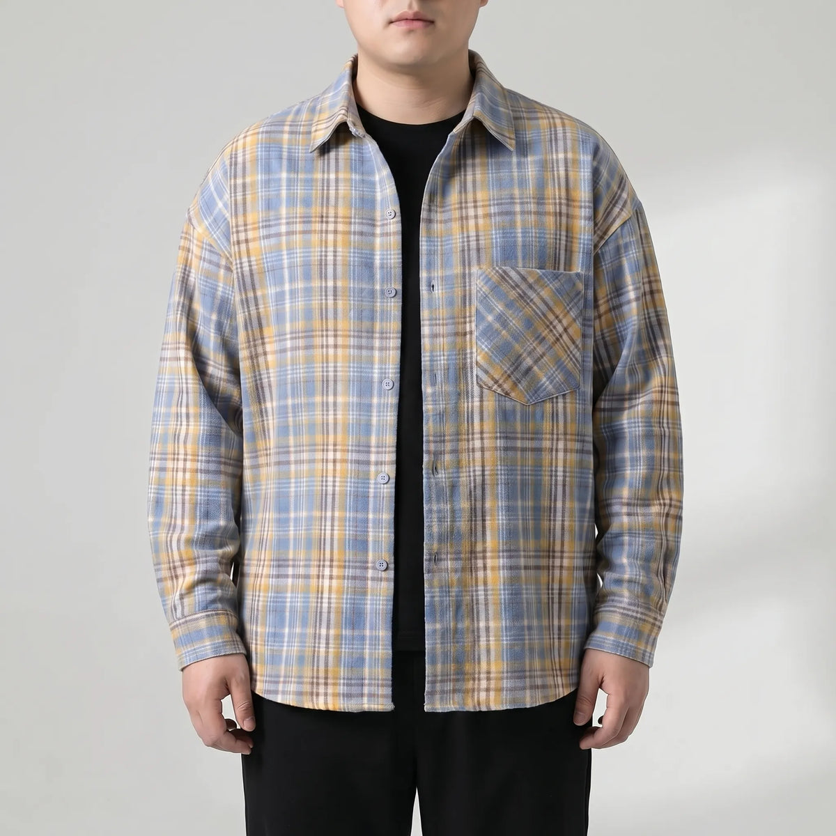 Oversized Plaid Long-Sleeve Shirt