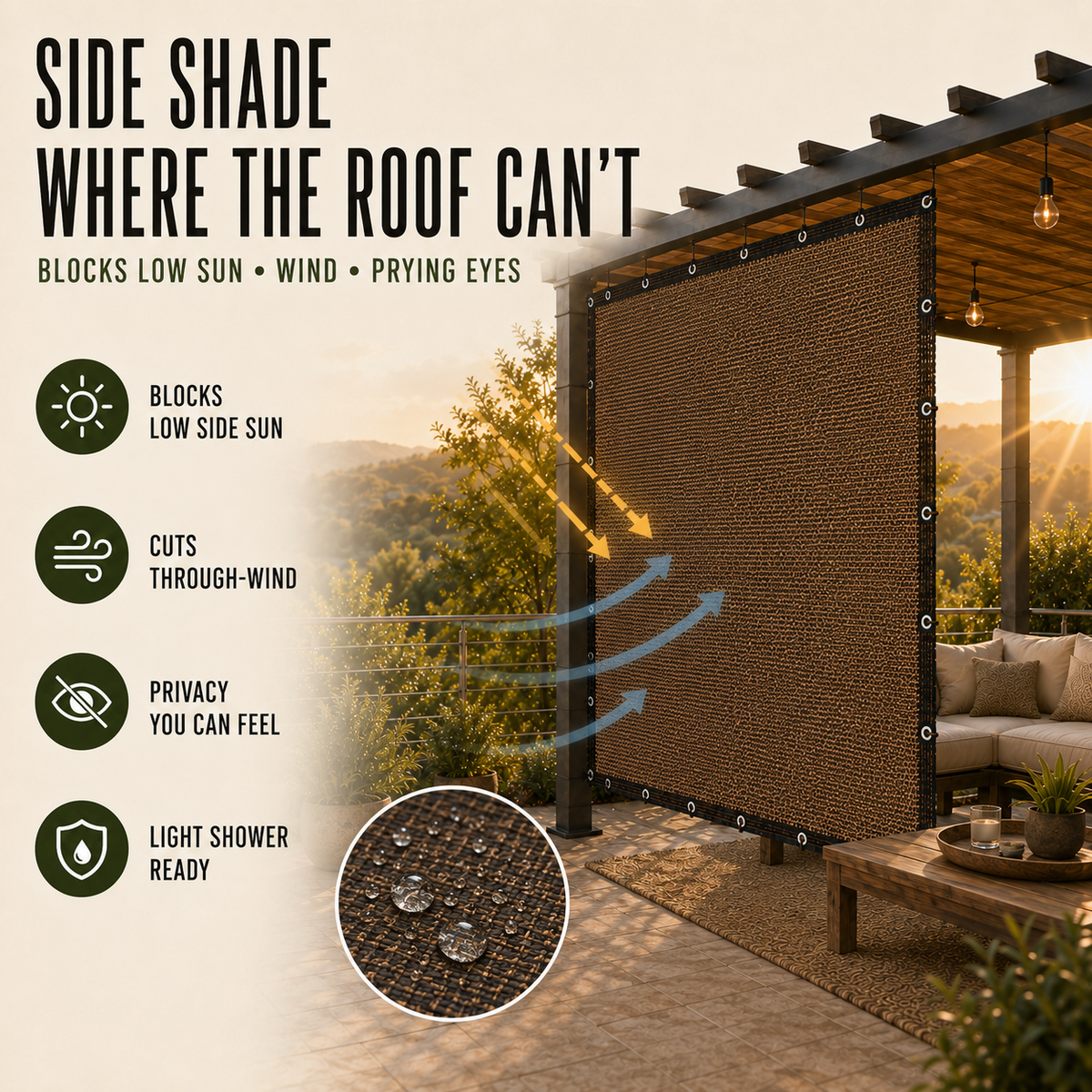 Pergola Side Panel - Gazebo Side Wall Privacy & Sun Screen