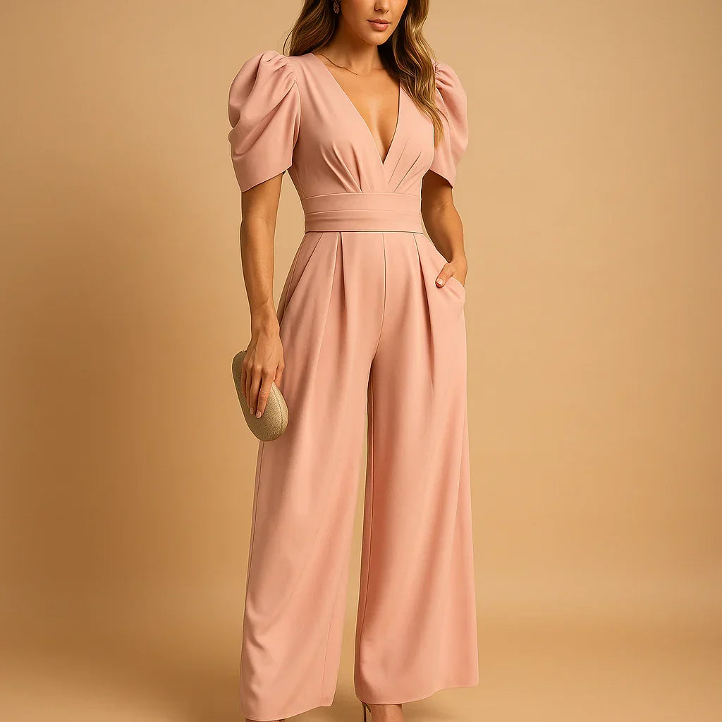 Puff Sleeve Fitted Jumpsuit