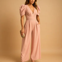 Puff Sleeve Fitted Jumpsuit