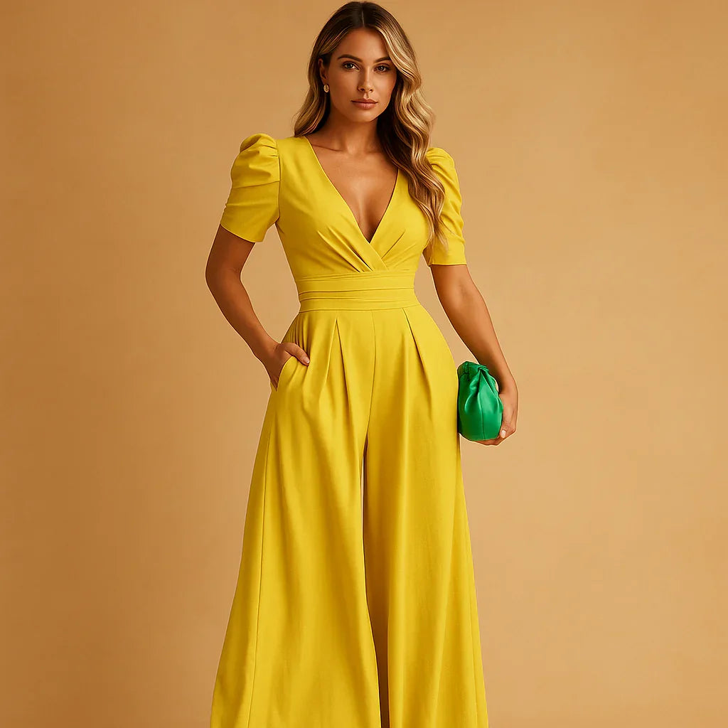 Puff Sleeve Fitted Jumpsuit