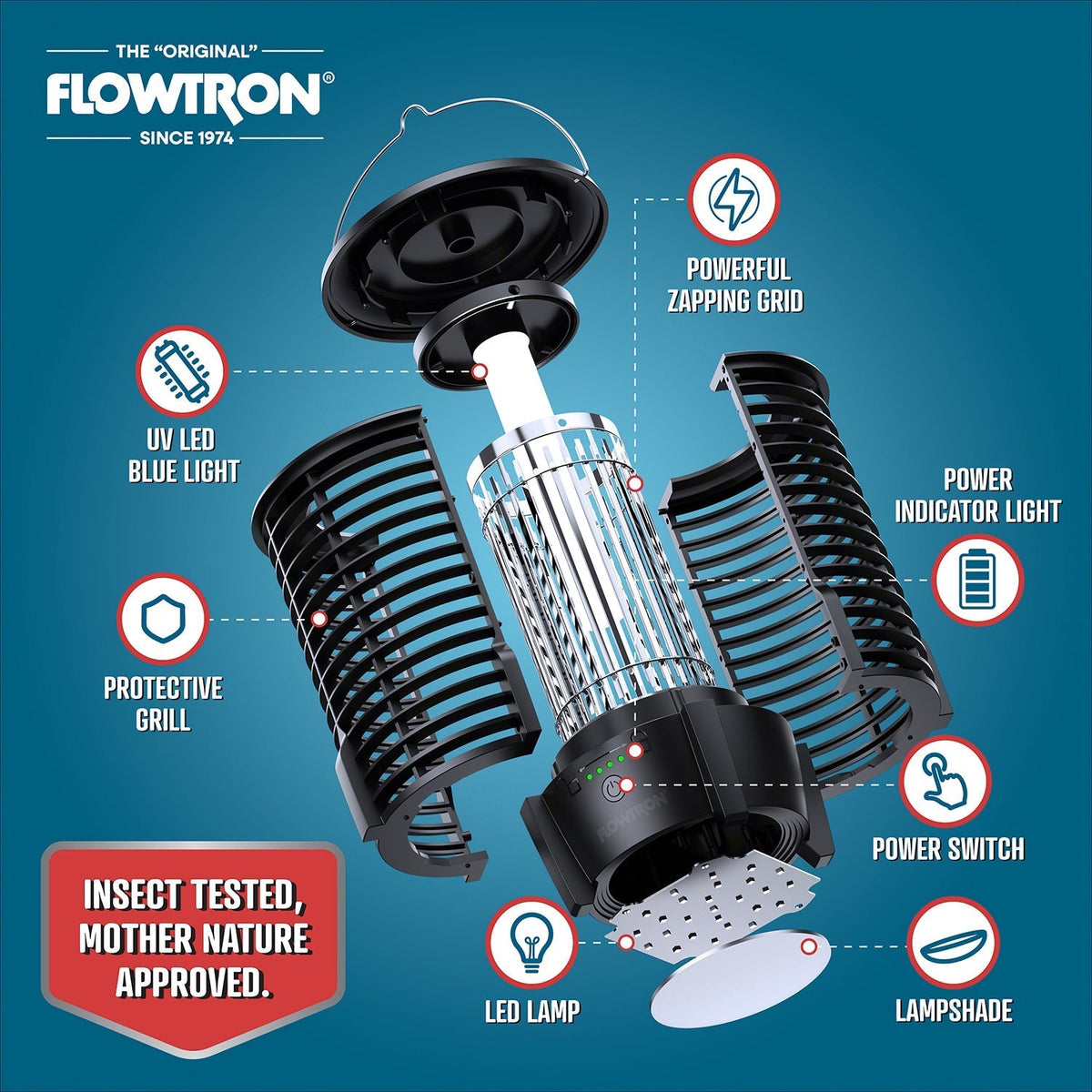 Rechargeable Bug Zapper Lamp with 2150 sq ft Coverage
