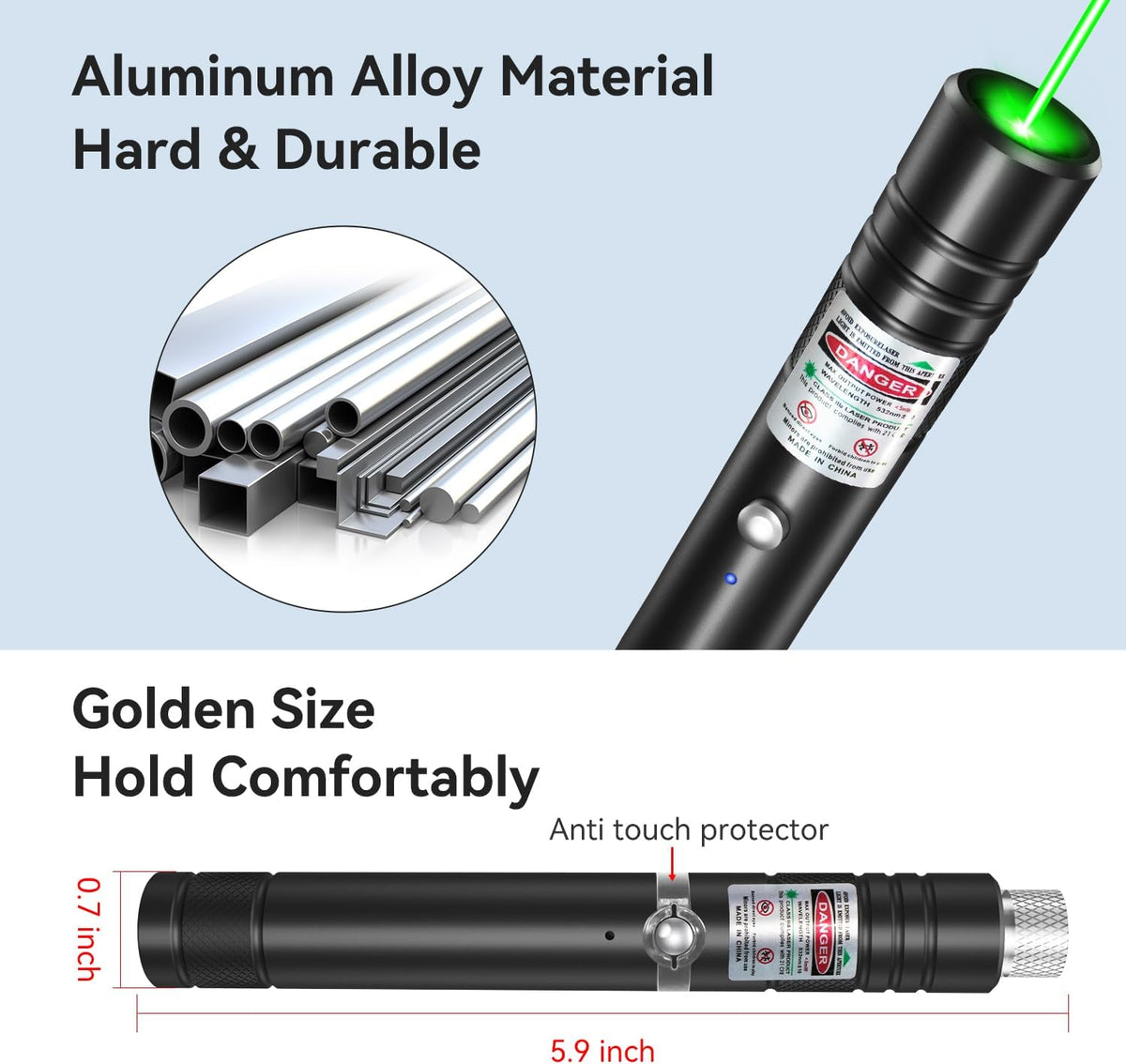 Rechargeable Green Laser Pointer Outdoor Metal Torch