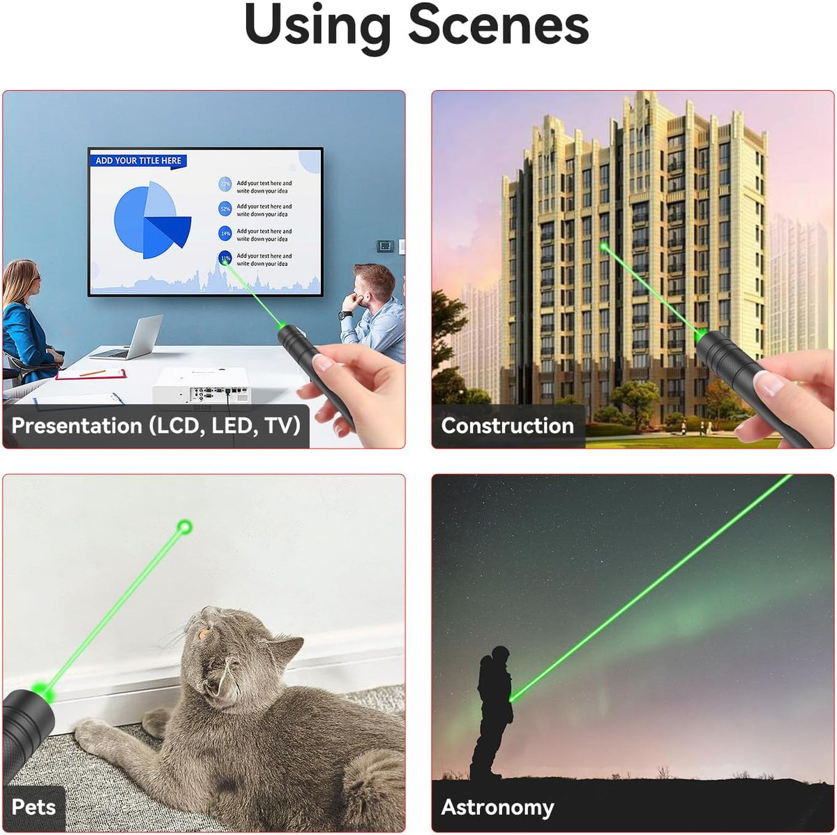 Rechargeable Green Laser Pointer Outdoor Metal Torch