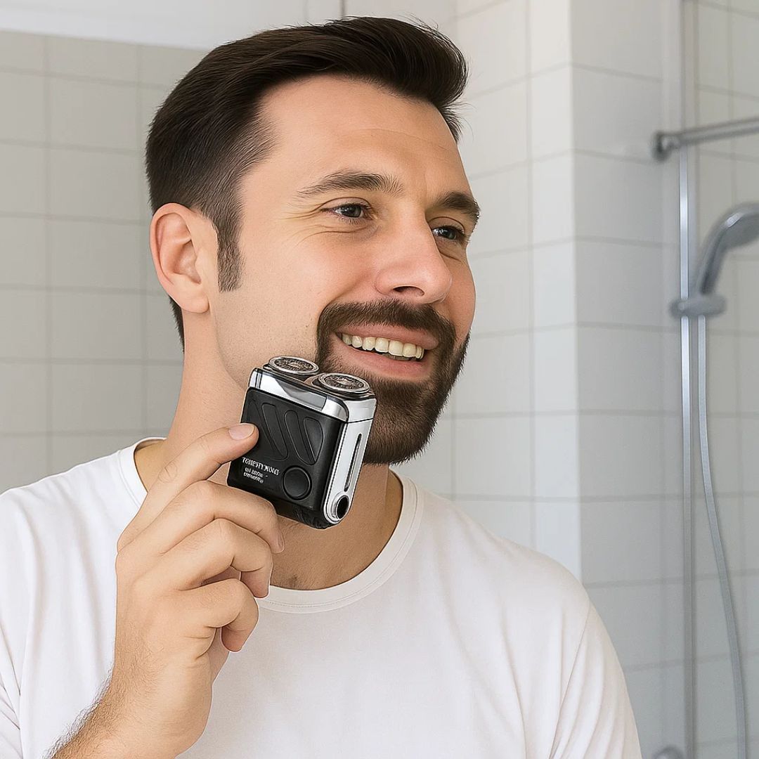 Rotary Electric Shaver – Dual-Ring Blades – Water-Resistant Men's Grooming Tool