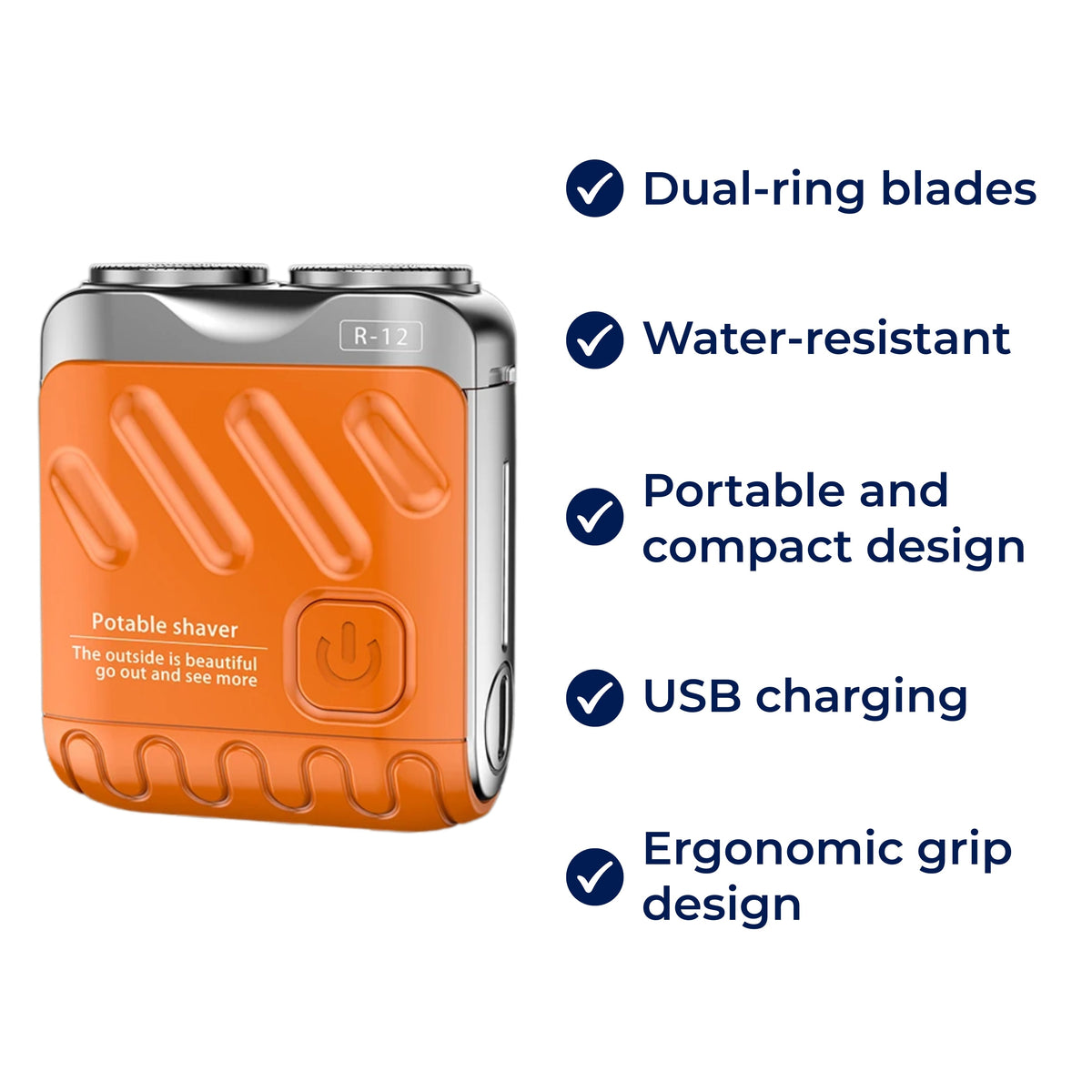 Rotary Electric Shaver – Dual-Ring Blades – Water-Resistant Men's Grooming Tool