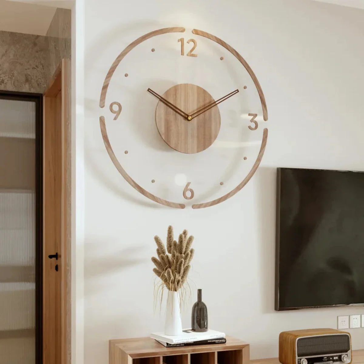Scandinavian Wooden Wall Clock for Living Room – Elegant Minimalist Wall Clock