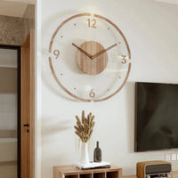 Scandinavian Wooden Wall Clock for Living Room – Elegant Minimalist Wall Clock