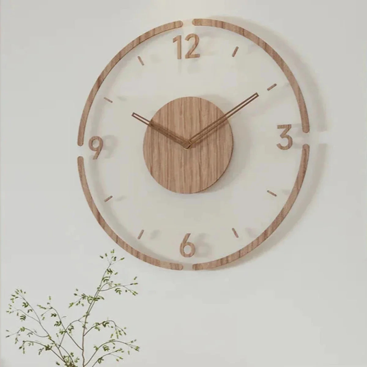 Scandinavian Wooden Wall Clock for Living Room – Elegant Minimalist Wall Clock