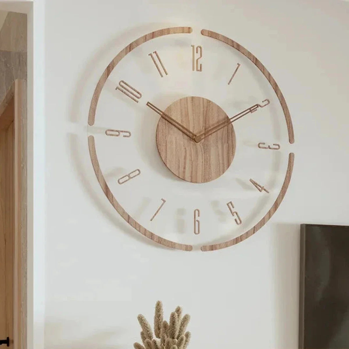 Scandinavian Wooden Wall Clock for Living Room – Elegant Minimalist Wall Clock