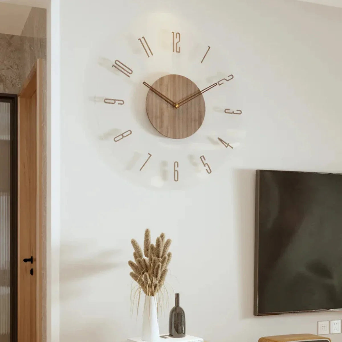 Scandinavian Wooden Wall Clock for Living Room – Elegant Minimalist Wall Clock