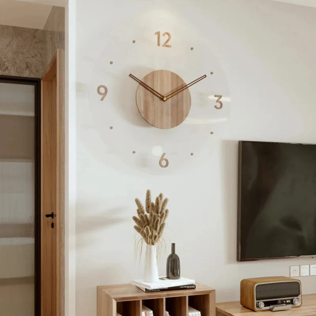 Scandinavian Wooden Wall Clock for Living Room – Elegant Minimalist Wall Clock