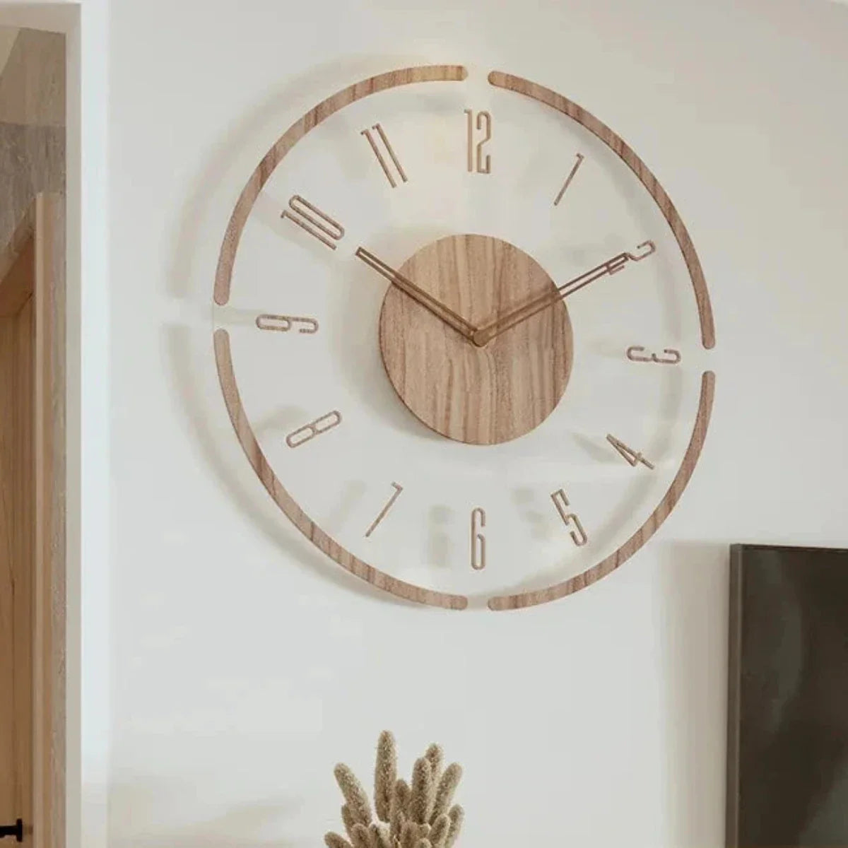 Scandinavian Wooden Wall Clock for Living Room – Elegant Minimalist Wall Clock