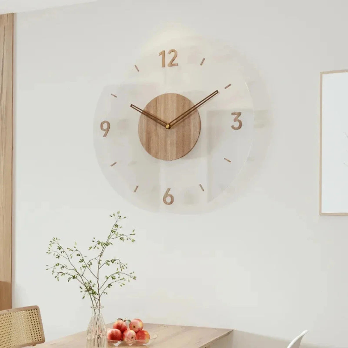 Scandinavian Wooden Wall Clock for Living Room – Elegant Minimalist Wall Clock