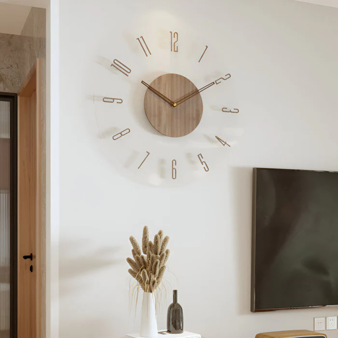 Silent Acrylic and Wood Wall Clock