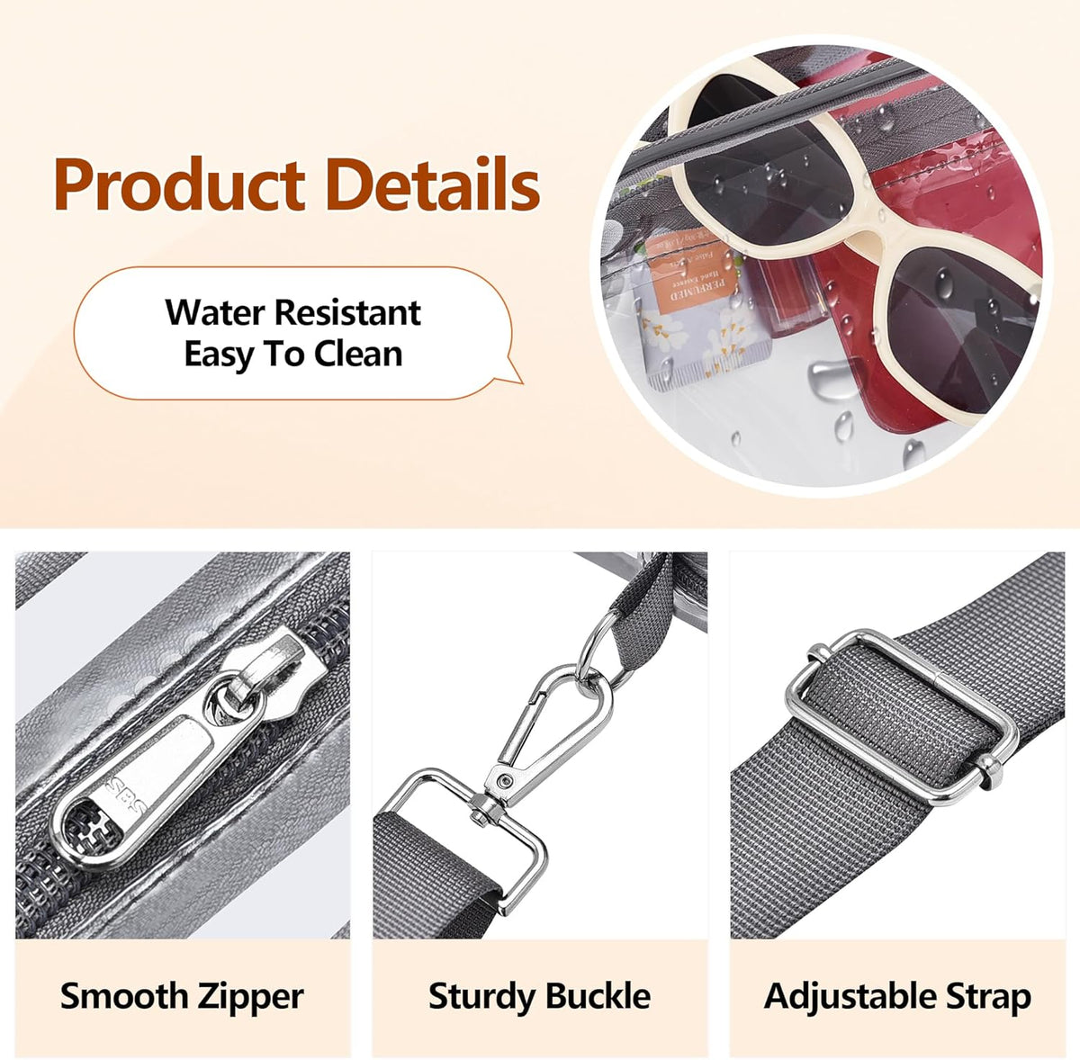 Small Transparent Handbag with Removable Strap