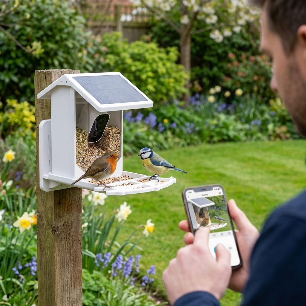 Solar-Powered Smart Bird Feeder with 1080P HD Camera, AI Bird Recognition and Wi-Fi