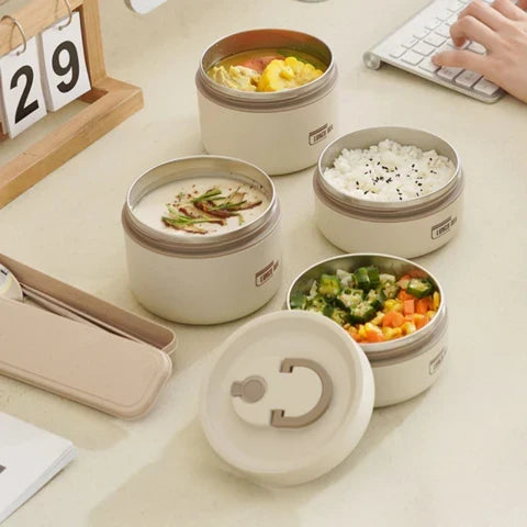 Stackable Stainless Steel Lunch Box Set - Leakproof & Keeps Meals Warm
