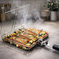 Stainless Steel BBQ Grilling Basket with Even Heat Distribution