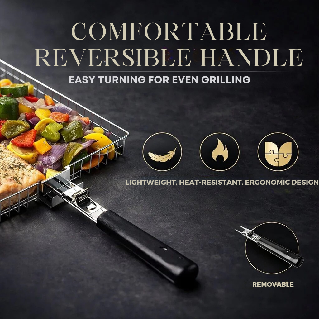 Stainless Steel BBQ Grilling Basket with Even Heat Distribution