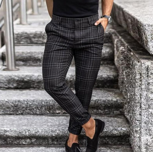 Stylish Men's Plaid Trousers - Comfortable and Elegant