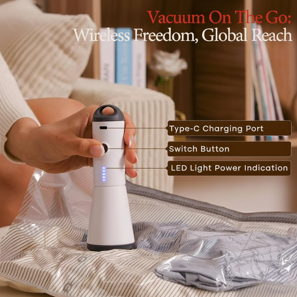 Travel Vacuum Storage Bag Set with Cordless Pump