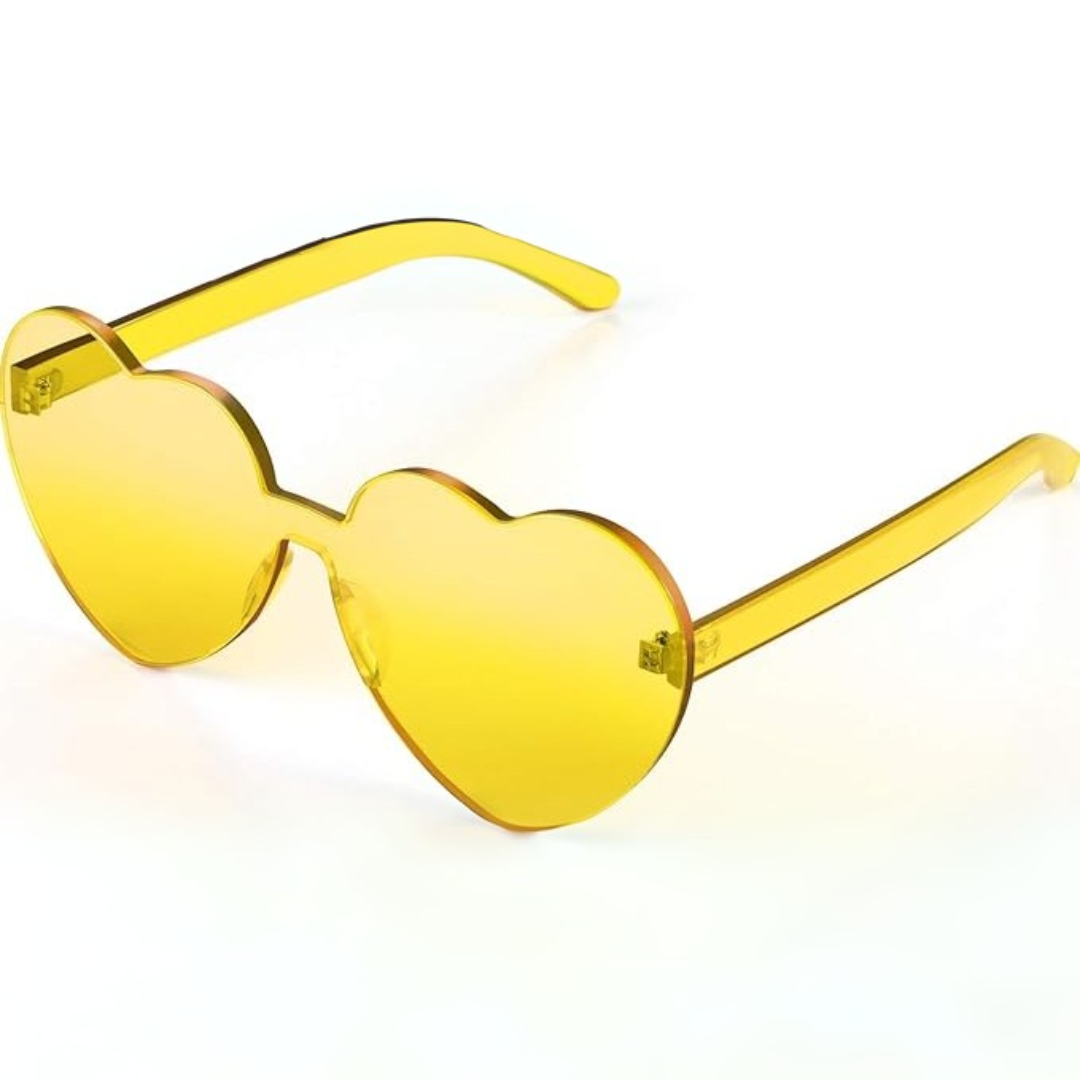 Trendy Rimless Heart Sunglasses with Transparent Look
