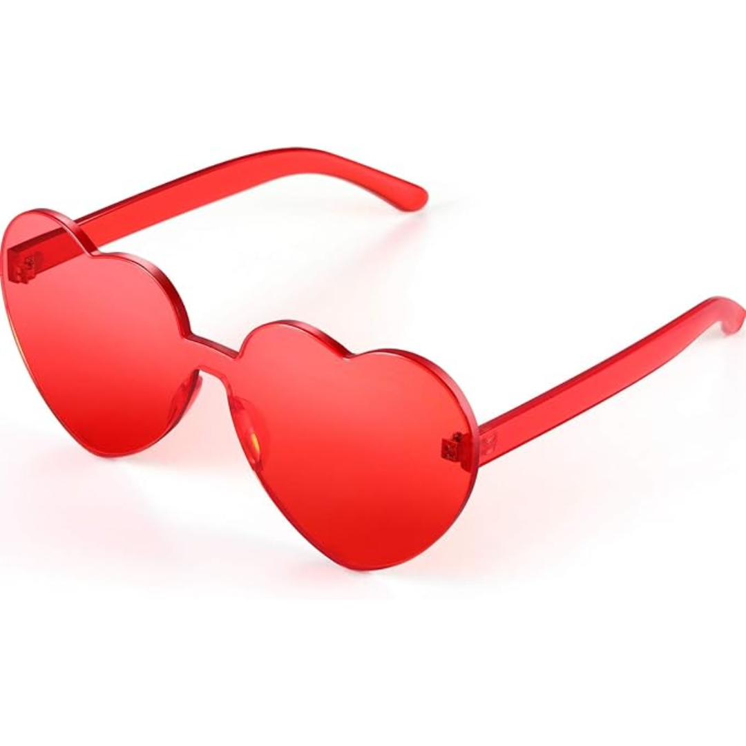 Trendy Rimless Heart Sunglasses with Transparent Look
