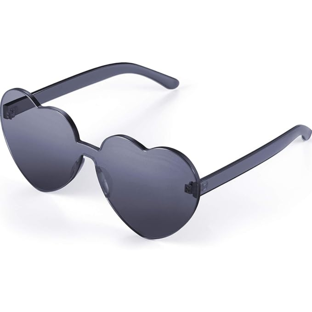 Trendy Rimless Heart Sunglasses with Transparent Look