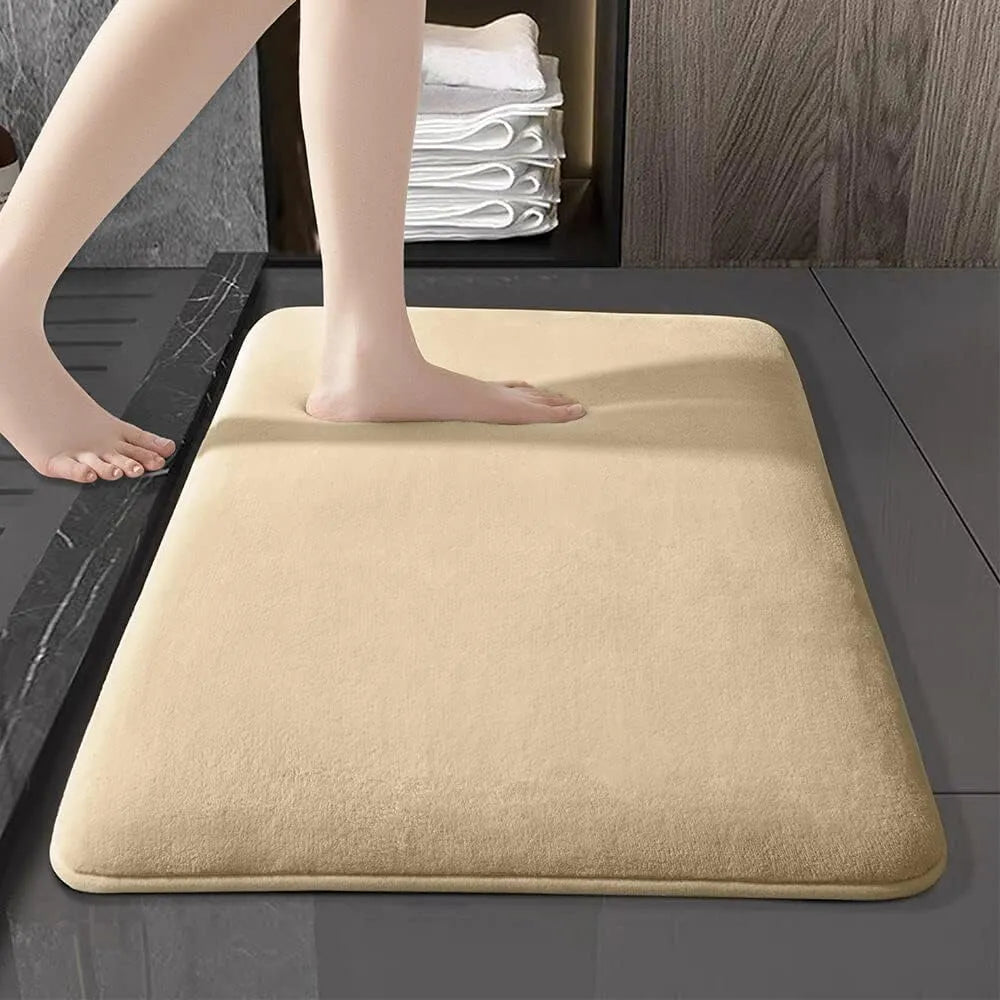 Ultra-Absorbent Cushioned Soft Velvet Non-Slip Bath Mat