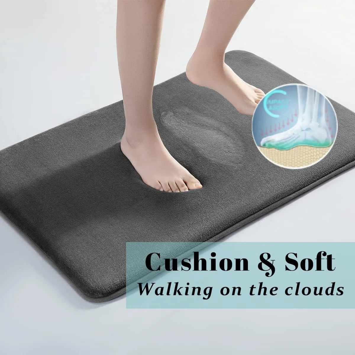 Ultra-Absorbent Cushioned Soft Velvet Non-Slip Bath Mat