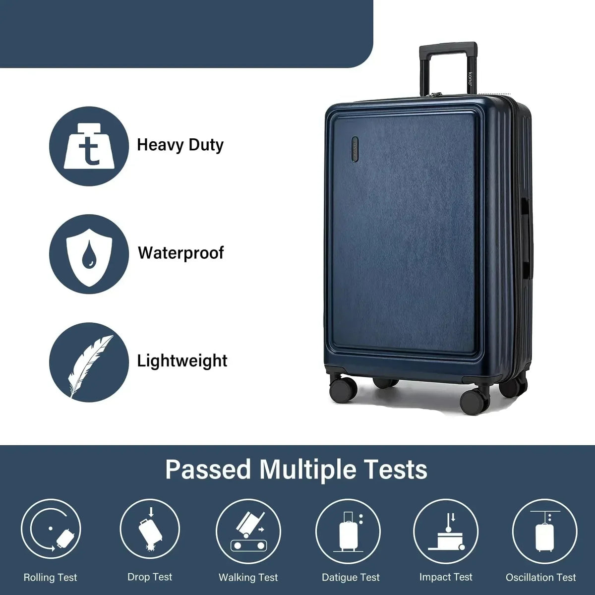 Unisex Durable Hardshell Travel Suitcase with Spinner Wheels