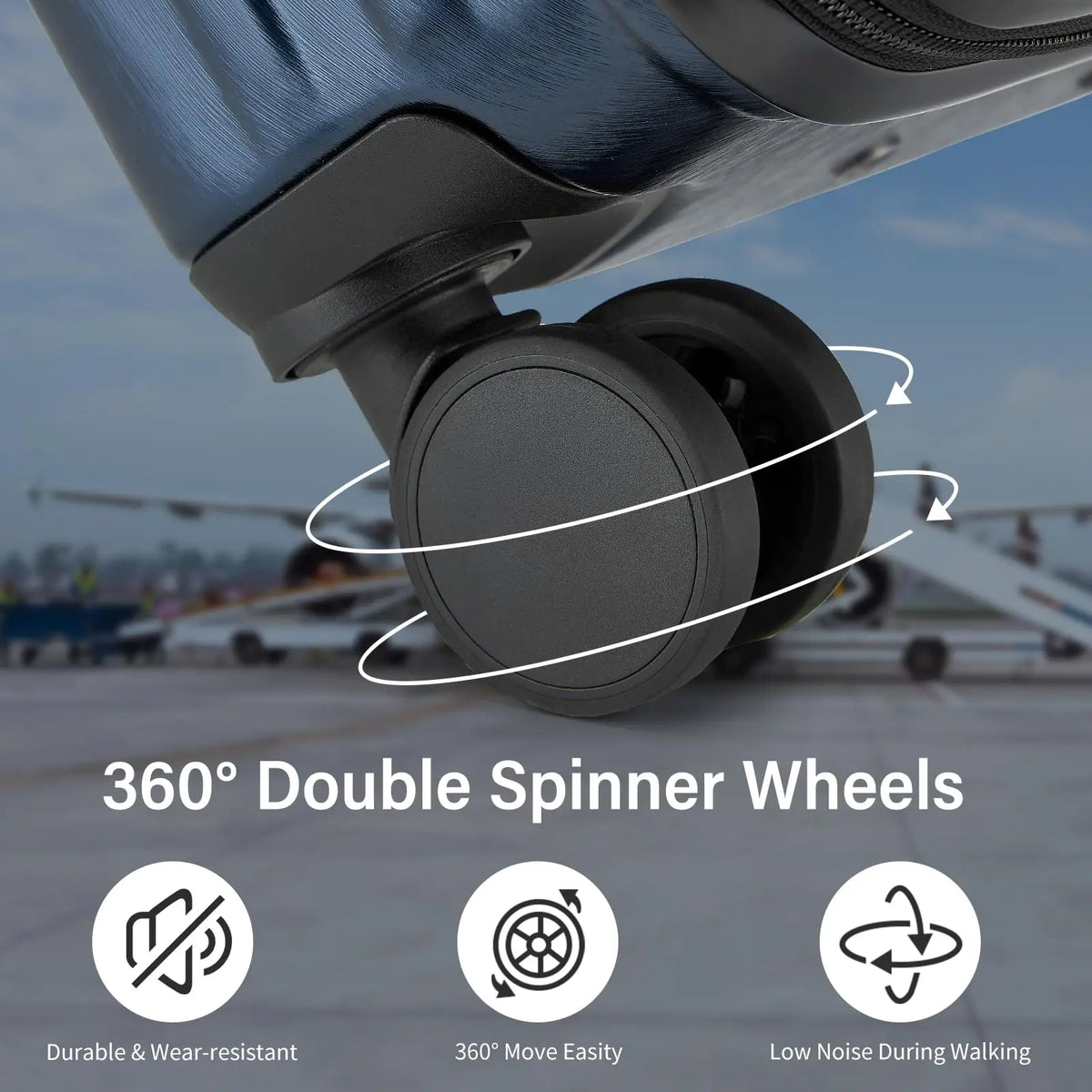 Unisex Durable Hardshell Travel Suitcase with Spinner Wheels