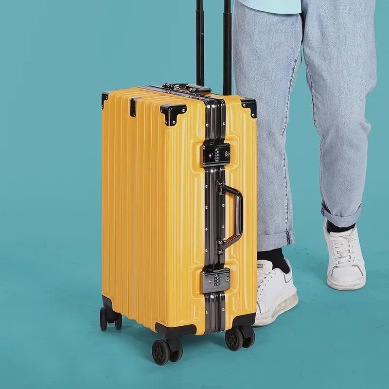 Unisex Hardshell Suitcase with Aluminum Frame and Secure Lock