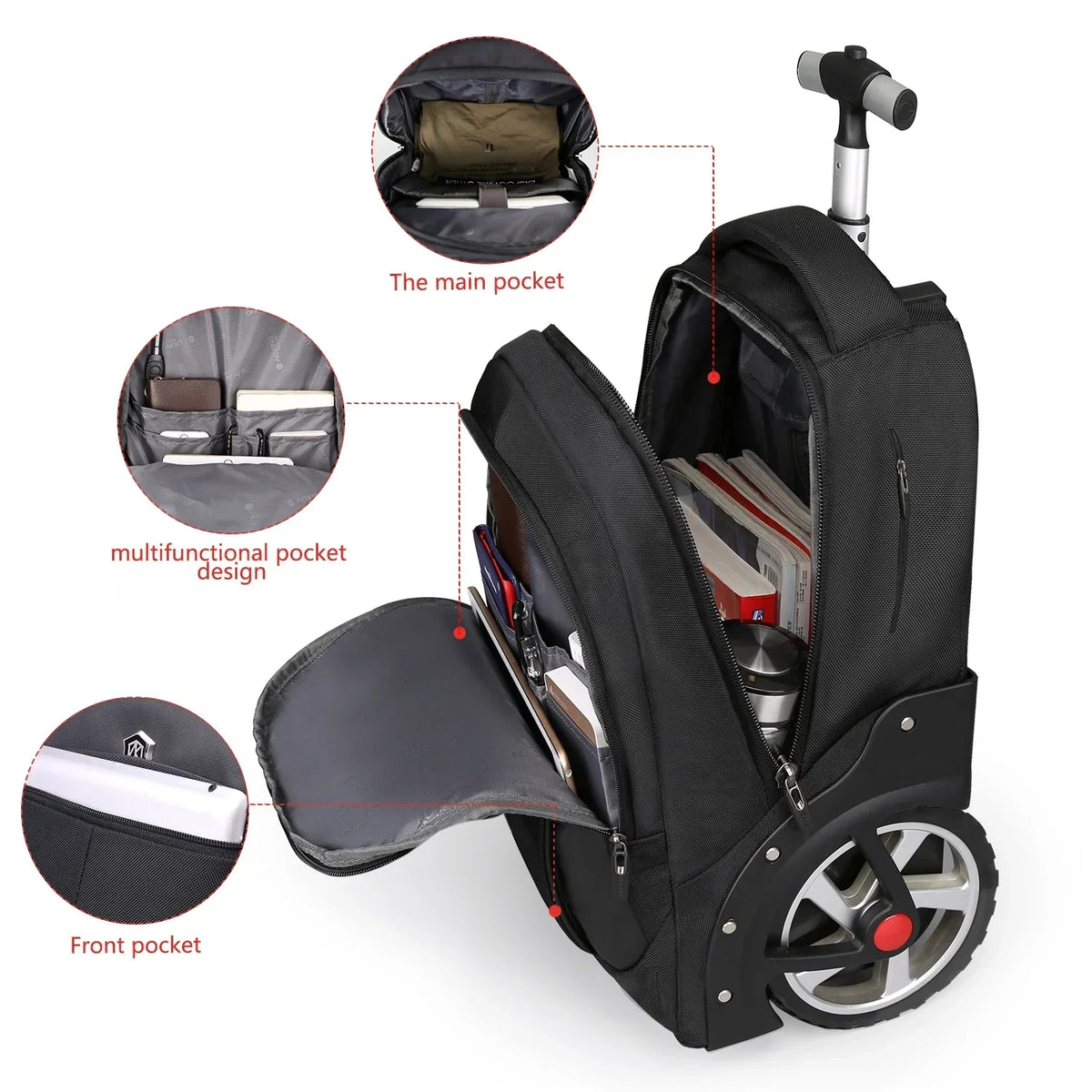 Unisex Rolling Laptop Backpack - Travel & Business Trolley