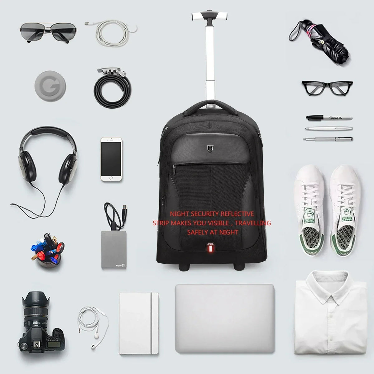 Unisex Rolling Laptop Backpack - Travel & Business Trolley