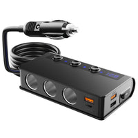 Universal 4-Port Fast Car Charger Adapter with USB and Cigarette Lighter Sockets