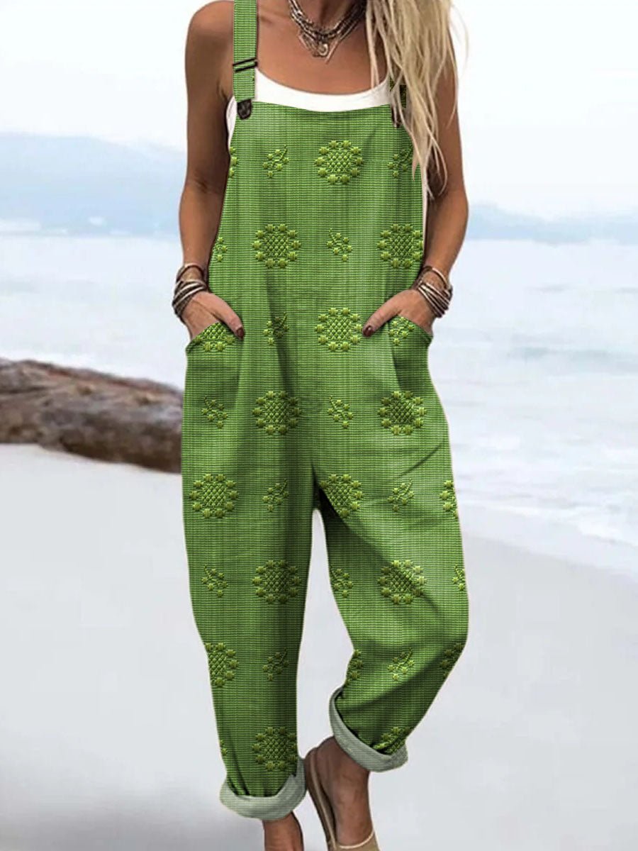 Wide Leg Jumpsuit with Adjustable Straps, Relaxed Fit and Pockets