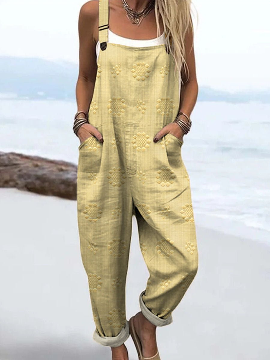 Wide Leg Jumpsuit with Adjustable Straps, Relaxed Fit and Pockets