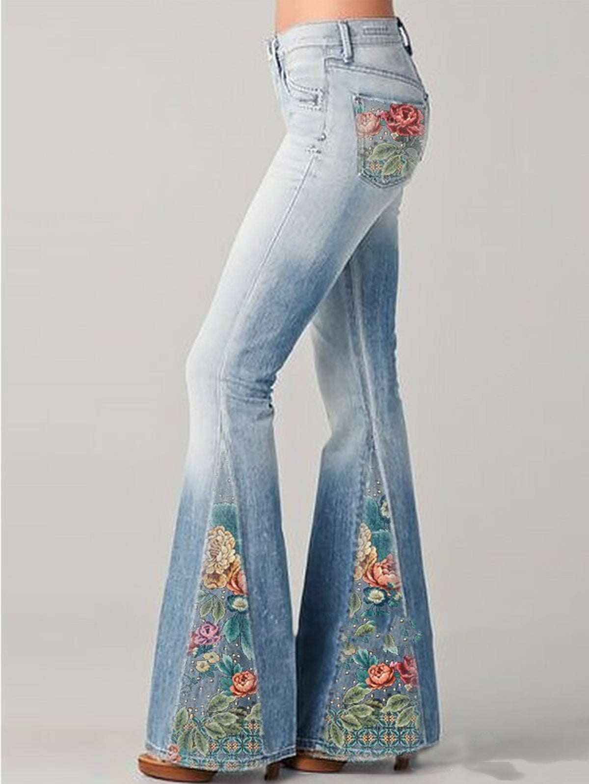 Wide-Leg Pants with Fashionable Floral Print - Luna
