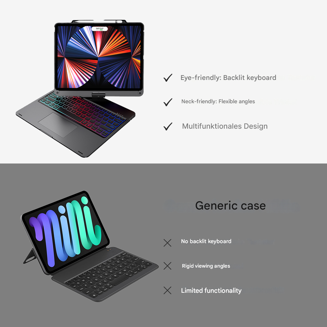 Wireless 360° Rotating Keyboard Case