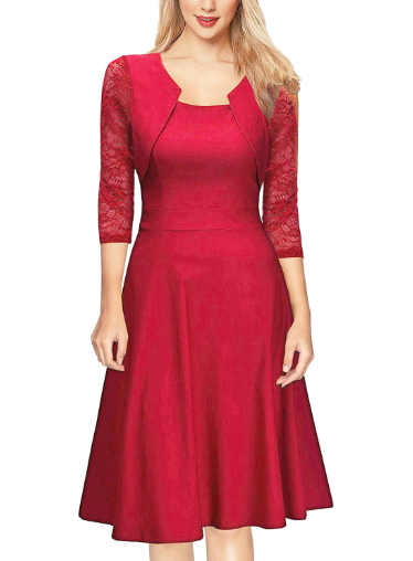 Women's A-Line Midi Dress with Bolero