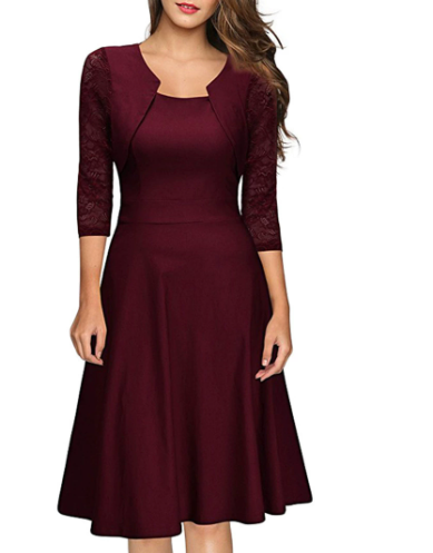 Women's A-Line Midi Dress with Bolero