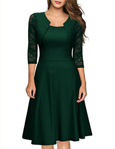 Women's A-Line Midi Dress with Bolero