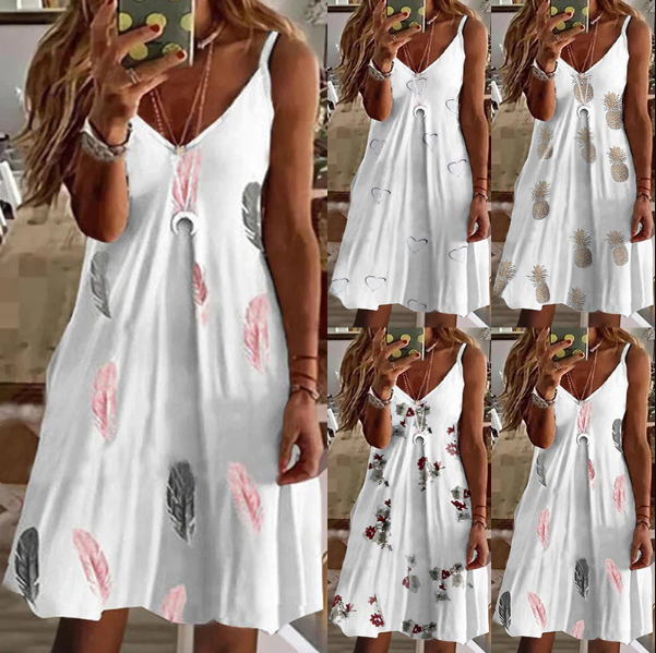 Women's Boho Summer Dress with Cheerful Print - Comfortable & Stylish