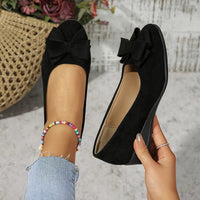 Women's Bow Detail Round Toe Slip-On Wedge Ballet Flats