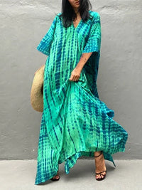 Women's Casual Boho Green Kaftan Maxi Dress