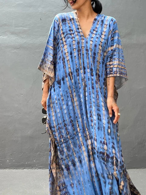 Women's Casual Boho Green Kaftan Maxi Dress